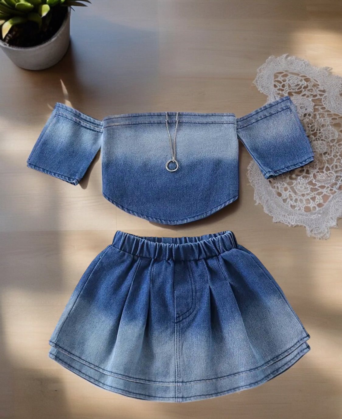 Lil Ms. Denim Skirt Set