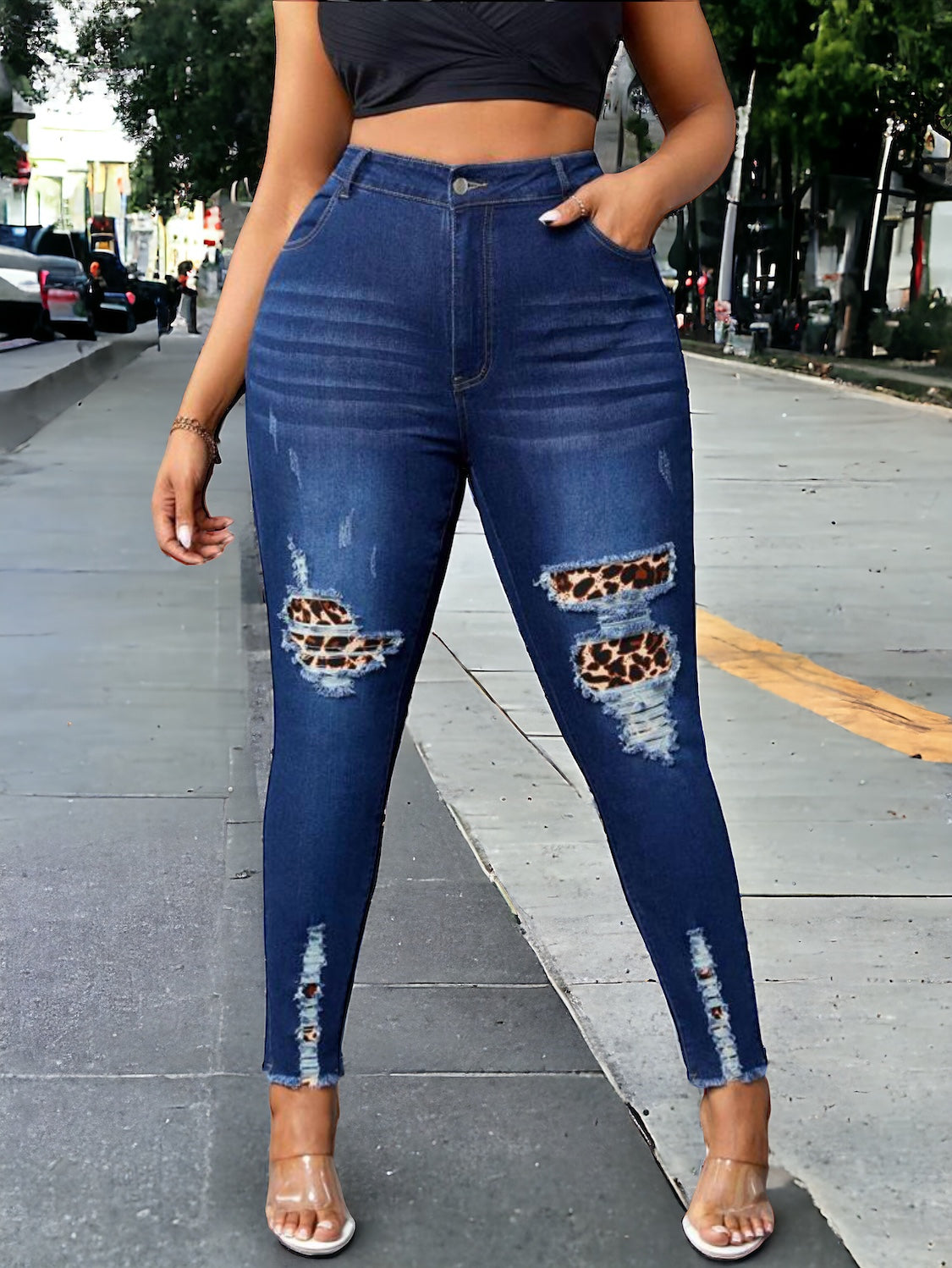 Leopard Patch Jeans